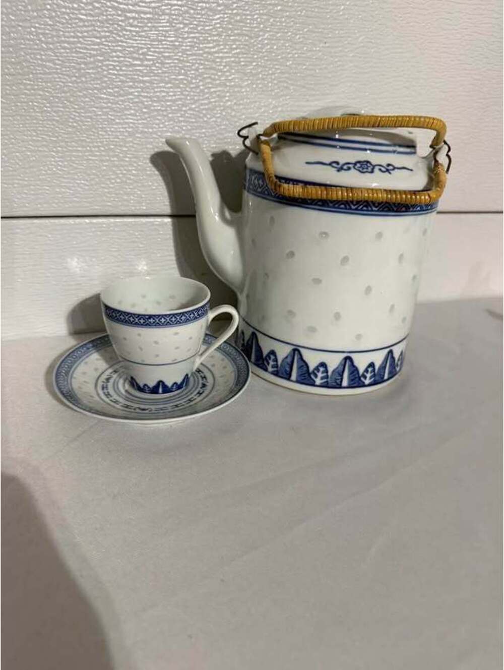 Vintage Blue & White Porcelain Tea Set